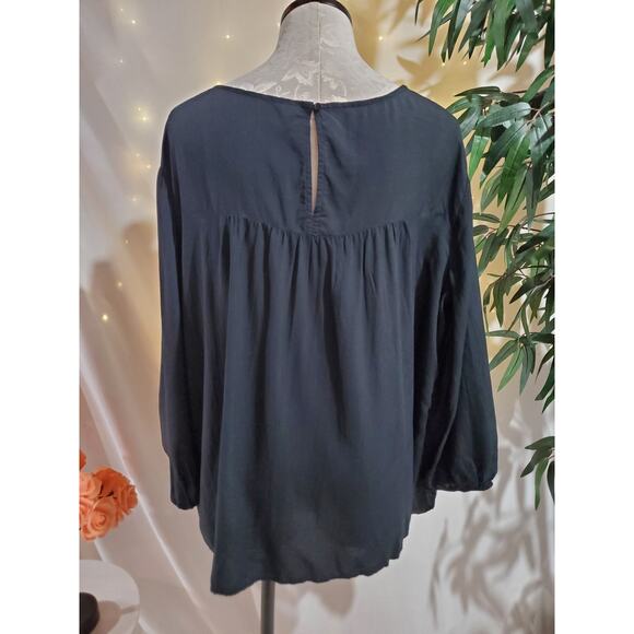 Old Navy NWT Lace Puff Sleeve Scoop Neck Blouse Top Womens Size XXL Black Goth - Picture 3 of 11